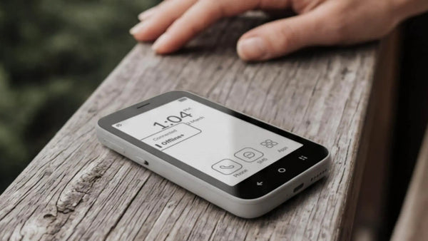 Minimalist phone with a simple monochrome interface designed to reduce screen distractions.
