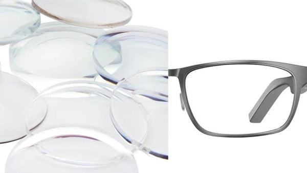 Prescription lenses beside a smart glasses frame, illustrating vision correction options for smart glasses in 2026.