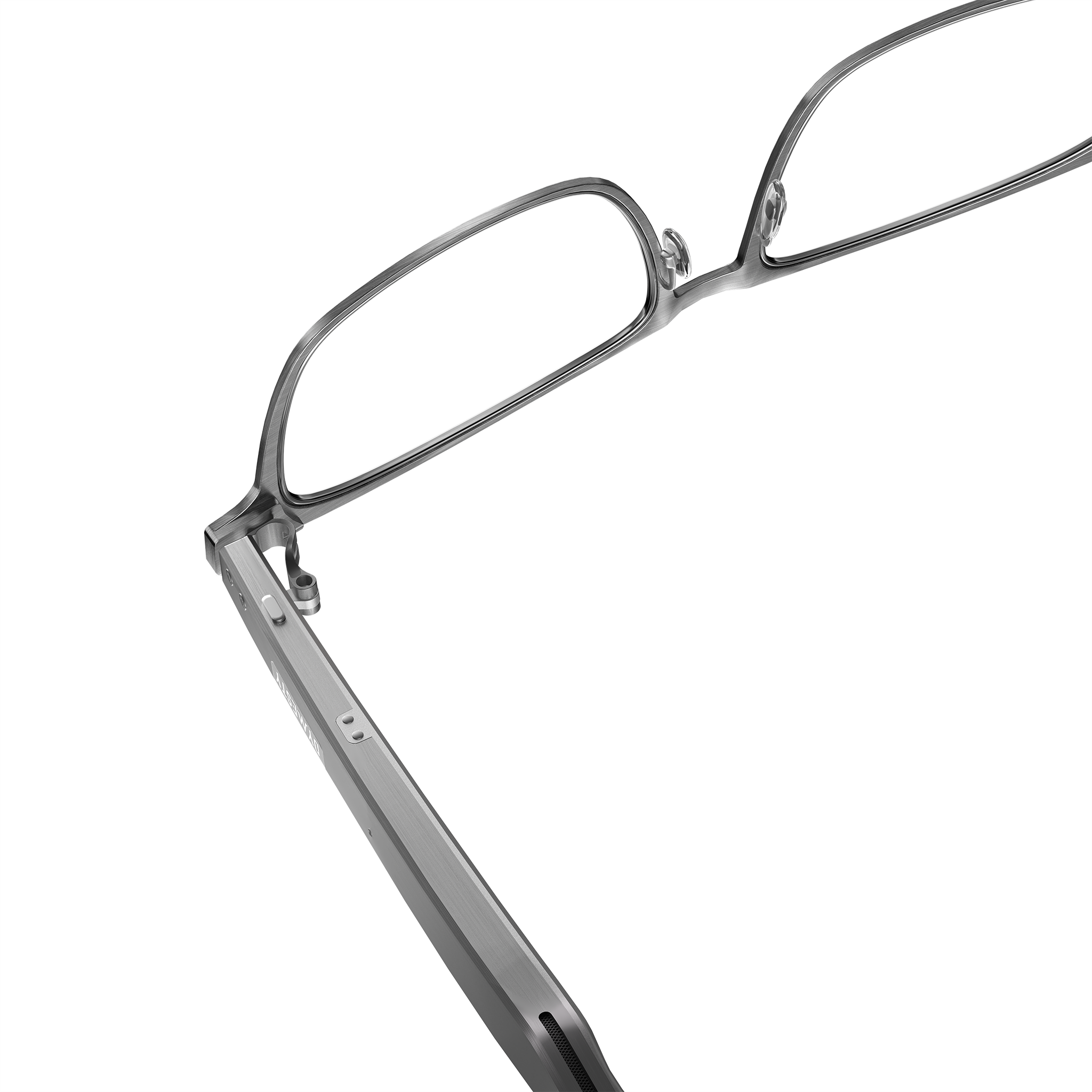 Dymesty Cook Edge gray AI glasses control button on temple, one-tap recording