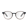 Dymesty Jobs Circle AI smart glasses in black tortoiseshell round frame, front view